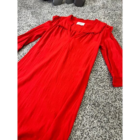 Ba&sh Track Grenadine Lady Dress Long Sleeve V Neck Shift Dress 1 Womens S Red - Picture 2 of 9